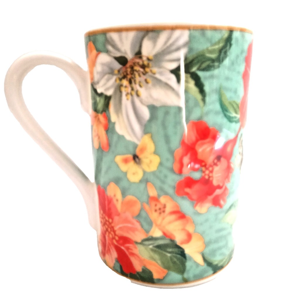 SPODE Maui Hibiscus Floral Mug Cup 4.5" tall Hawaiian Tea Coffee Beautiful